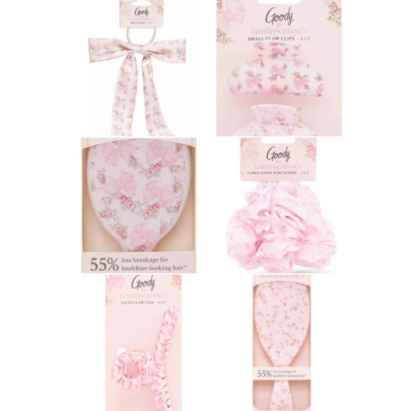 Goody x LoveShackFancy 7 piece Pink hair set Brushes, clips, scrunchy, bow, etc - Picture 2 of 2